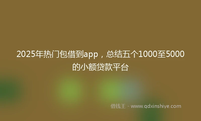 2025年热门包借到app，总结五个1000至5000的小额贷款平台