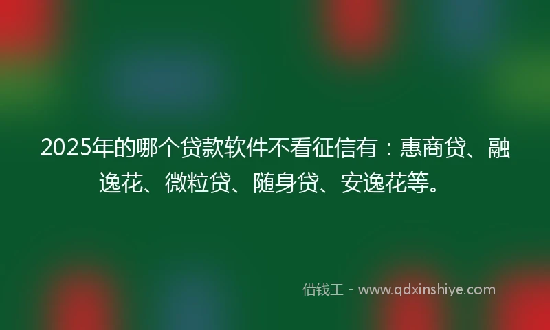 2025年的哪个贷款软件不看征信有：惠商贷、融逸花、微粒贷、随身贷、安逸花等。
