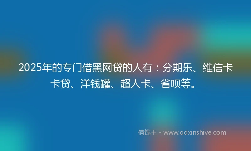 2025年的专门借黑网贷的人有：分期乐、维信卡卡贷、洋钱罐、超人卡、省呗等。
