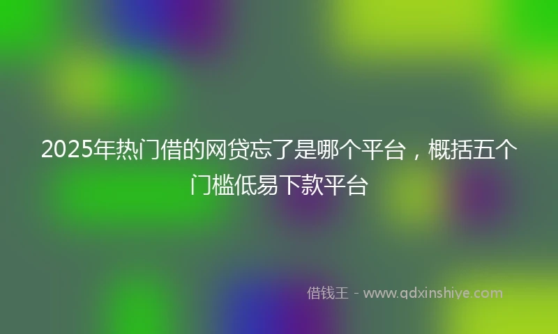 2025年热门借的网贷忘了是哪个平台，概括五个门槛低易下款平台