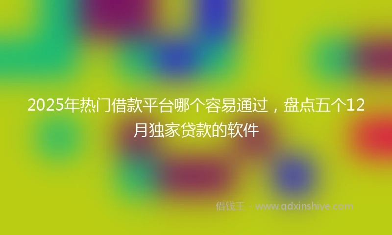 2025年热门借款平台哪个容易通过，盘点五个12月独家贷款的软件