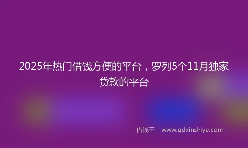 2025年热门借钱方便的平台，罗列5个11月独家贷款的平台