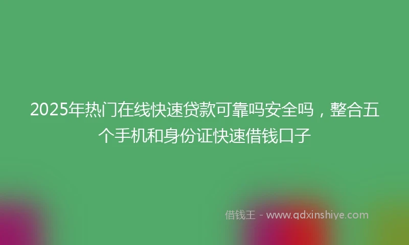 2025年热门在线快速贷款可靠吗安全吗，整合五个手机和身份证快速借钱口子