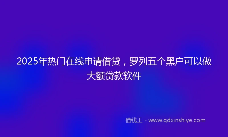 2025年热门在线申请借贷，罗列五个黑户可以做大额贷款软件