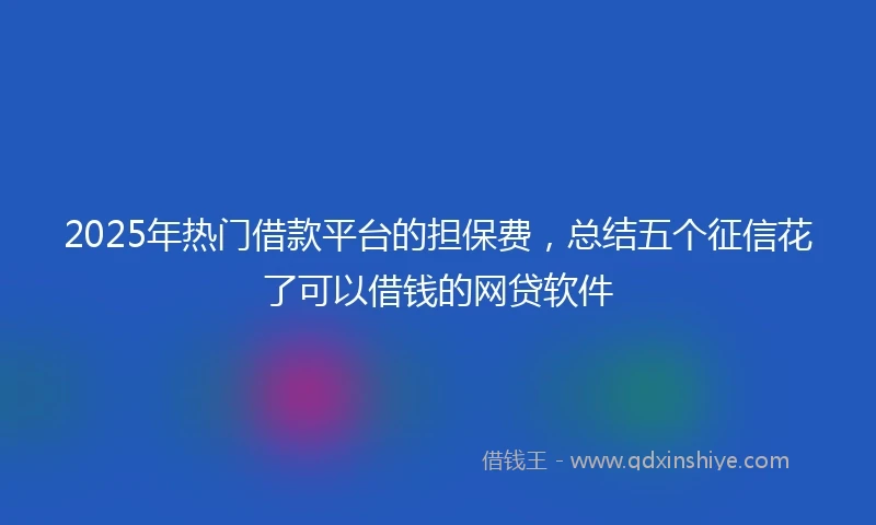 2025年热门借款平台的担保费，总结五个征信花了可以借钱的网贷软件