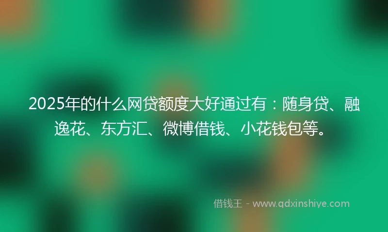 2025年的什么网贷额度大好通过有：随身贷、融逸花、东方汇、微博借钱、小花钱包等。