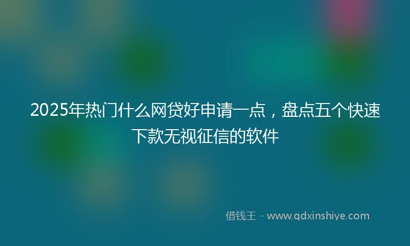 2025年热门什么网贷好申请一点，盘点五个快速下款无视征信的软件
