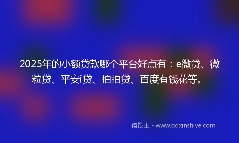 2025年的小额贷款哪个平台好点有：e微贷、微粒贷、平安i贷、拍拍贷、百度有钱花等。