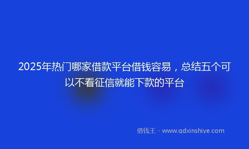 2025年热门哪家借款平台借钱容易,总结五个可以不看征信就能下款的平台