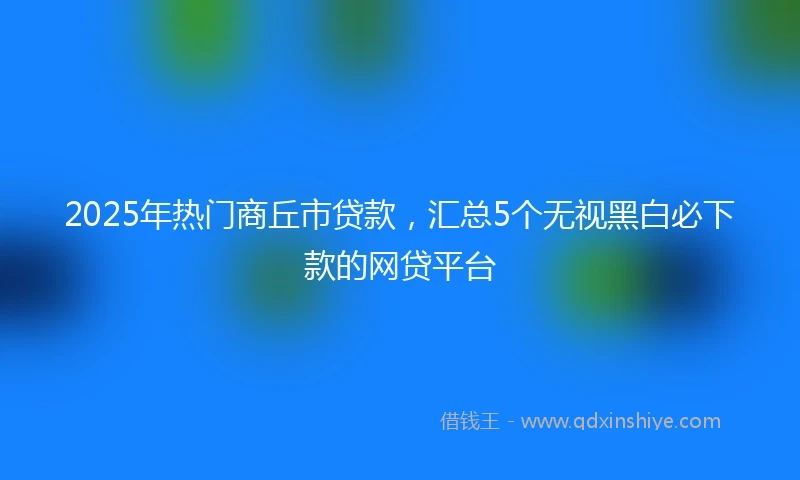 2025年热门商丘市贷款，汇总5个无视黑白必下款的网贷平台