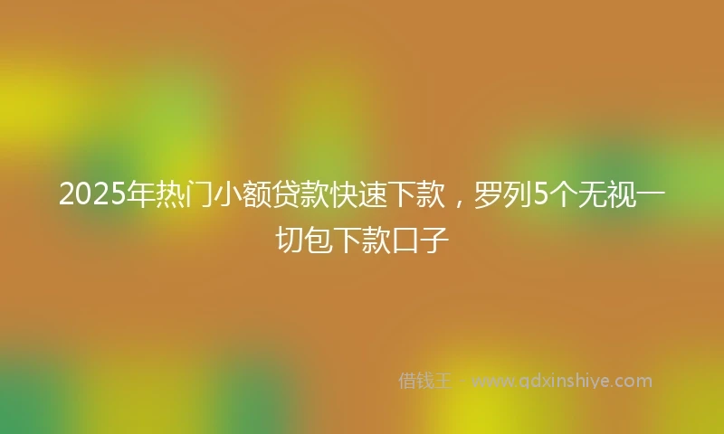 2025年热门小额贷款快速下款，罗列5个无视一切包下款口子