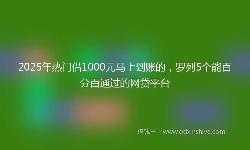 2025年热门借1000元马上到账的，罗列5个能百分百通过的网贷平台