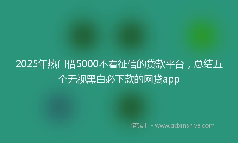 2025年热门借5000不看征信的贷款平台，总结五个无视黑白必下款的网贷app