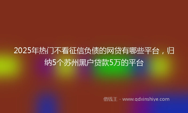 2025年热门不看征信负债的网贷有哪些平台，归纳5个苏州黑户贷款5万的平台