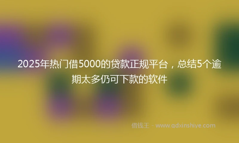 2025年热门借5000的贷款正规平台，总结5个逾期太多仍可下款的软件