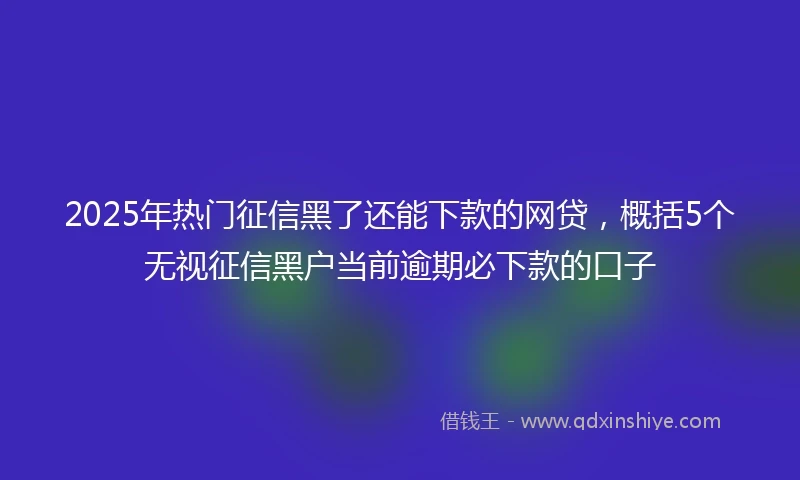 2025年热门征信黑了还能下款的网贷，概括5个无视征信黑户当前逾期必下款的口子