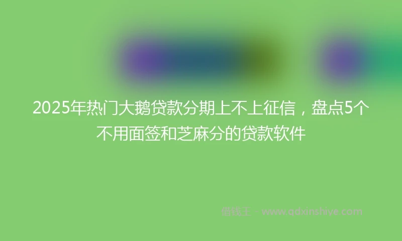 2025年热门大鹅贷款分期上不上征信，盘点5个不用面签和芝麻分的贷款软件