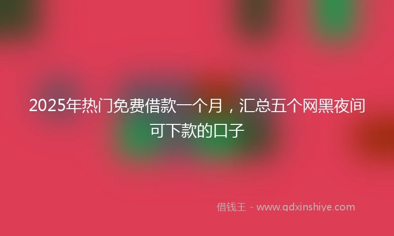 2025年热门免费借款一个月，汇总五个网黑夜间可下款的口子