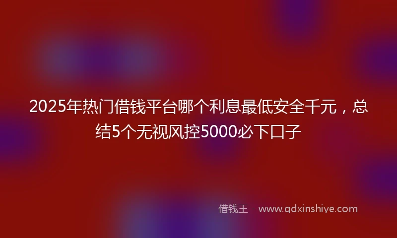 2025年热门借钱平台哪个利息最低安全千元，总结5个无视风控5000必下口子