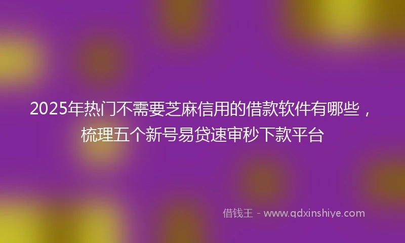 2025年热门不需要芝麻信用的借款软件有哪些，梳理五个新号易贷速审秒下款平台