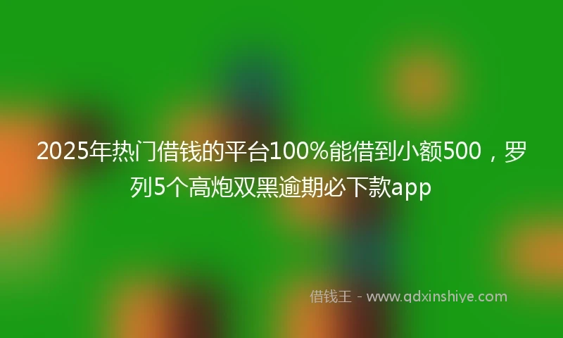 2025年热门借钱的平台100%能借到小额500，罗列5个高炮双黑逾期必下款app