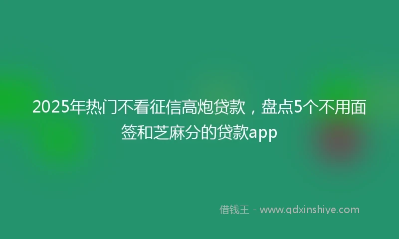2025年热门不看征信高炮贷款，盘点5个不用面签和芝麻分的贷款app