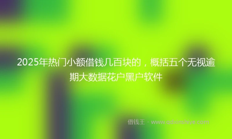 2025年热门小额借钱几百块的，概括五个无视逾期大数据花户黑户软件