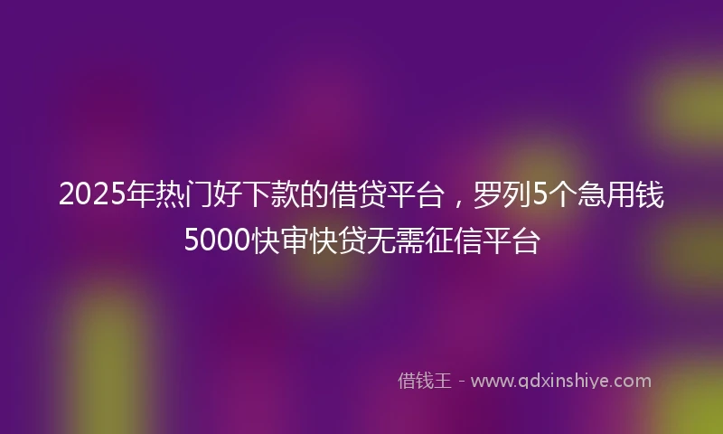 2025年热门好下款的借贷平台，罗列5个急用钱5000快审快贷无需征信平台