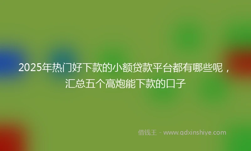 2025年热门好下款的小额贷款平台都有哪些呢，汇总五个高炮能下款的口子