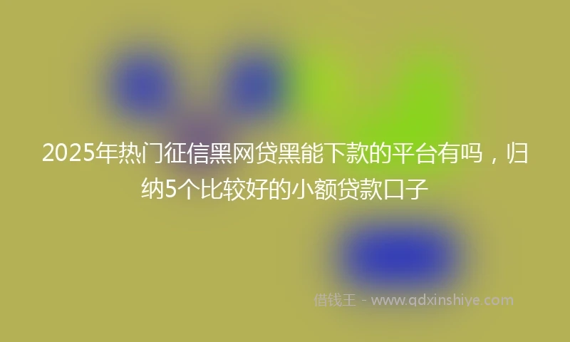 2025年热门征信黑网贷黑能下款的平台有吗，归纳5个比较好的小额贷款口子