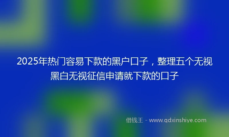 2025年热门容易下款的黑户口子，整理五个无视黑白无视征信申请就下款的口子