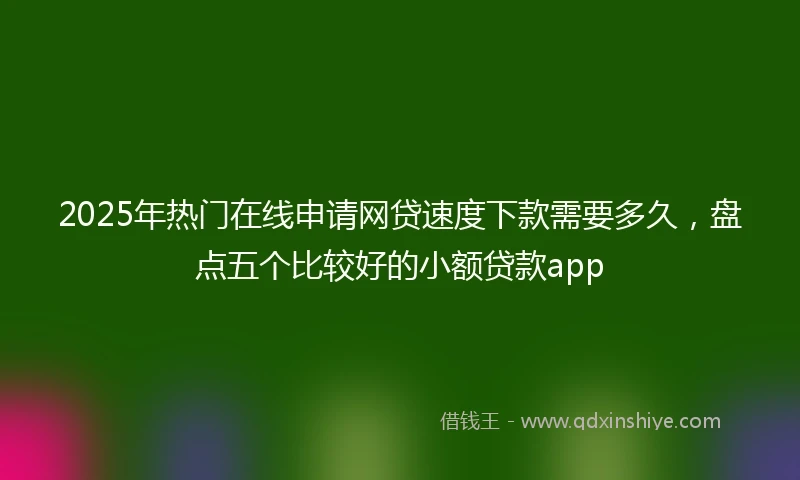 2025年热门在线申请网贷速度下款需要多久，盘点五个比较好的小额贷款app