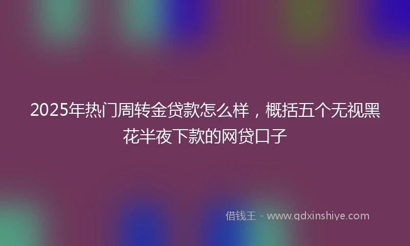 2025年热门周转金贷款怎么样，概括五个无视黑花半夜下款的网贷口子