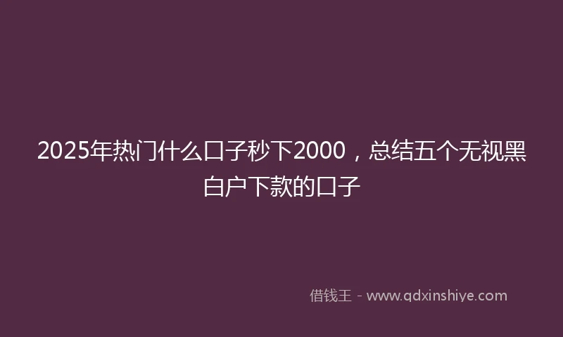 2025年热门什么口子秒下2000，总结五个无视黑白户下款的口子