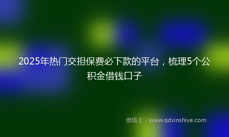 2025年热门交担保费必下款的平台，梳理5个公积金借钱口子