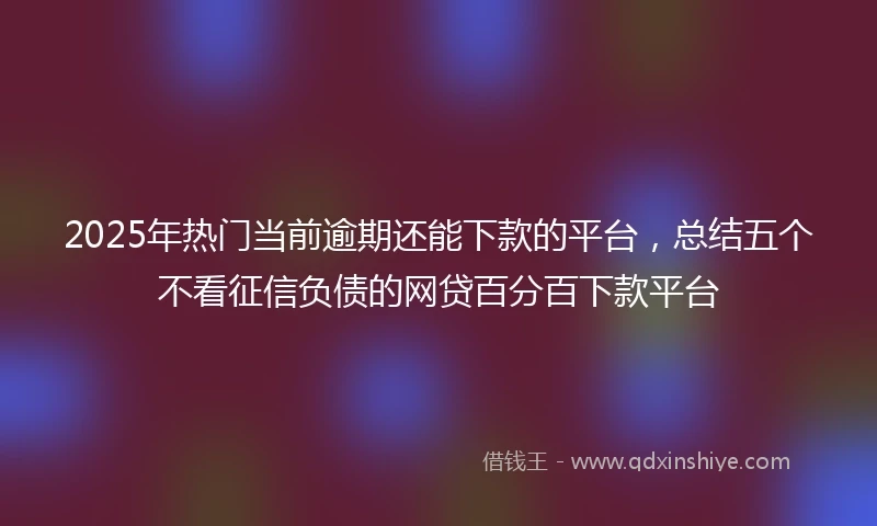 2025年热门当前逾期还能下款的平台，总结五个不看征信负债的网贷百分百下款平台