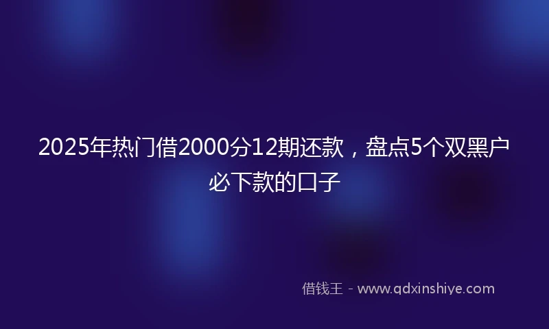 2025年热门借2000分12期还款，盘点5个双黑户必下款的口子