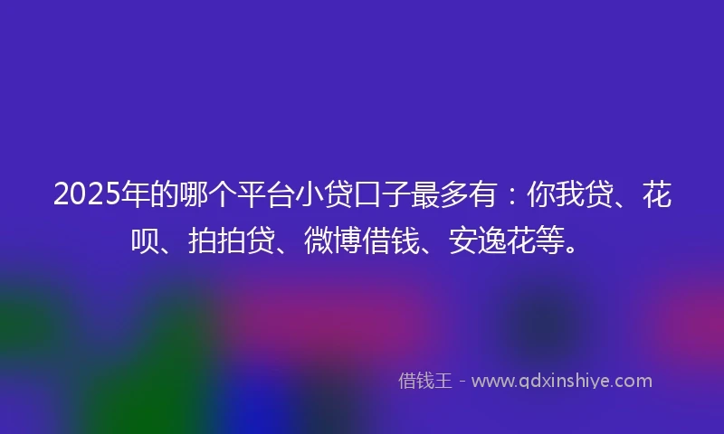 2025年的哪个平台小贷口子最多有：你我贷、花呗、拍拍贷、微博借钱、安逸花等。