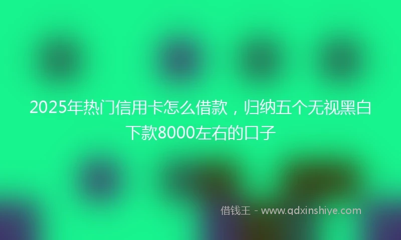 2025年热门信用卡怎么借款，归纳五个无视黑白下款8000左右的口子