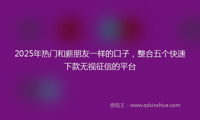 2025年热门和薪朋友一样的口子，整合五个快速下款无视征信的平台