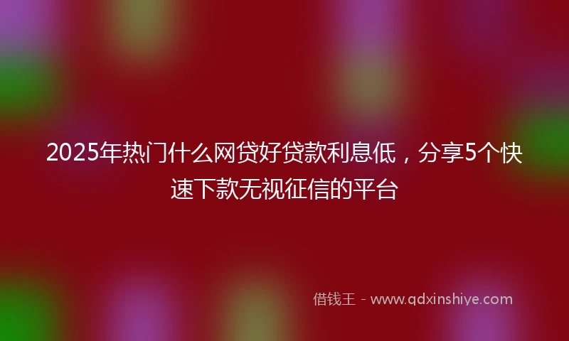 2025年热门什么网贷好贷款利息低，分享5个快速下款无视征信的平台