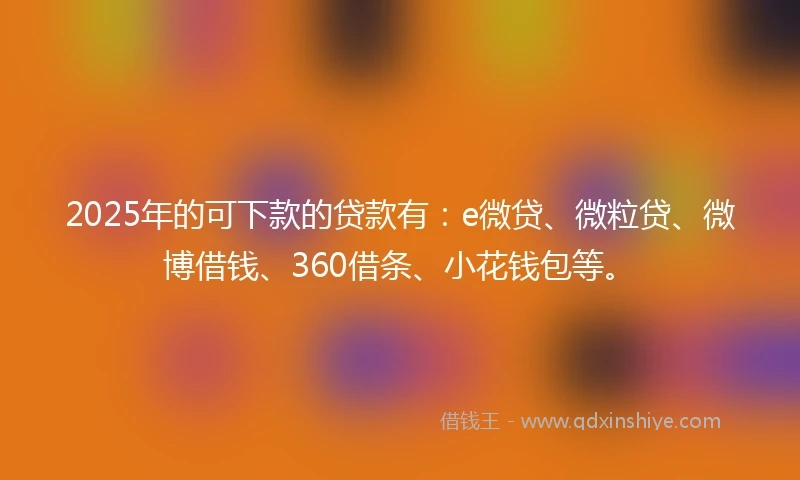 2025年的可下款的贷款有：e微贷、微粒贷、微博借钱、360借条、小花钱包等。