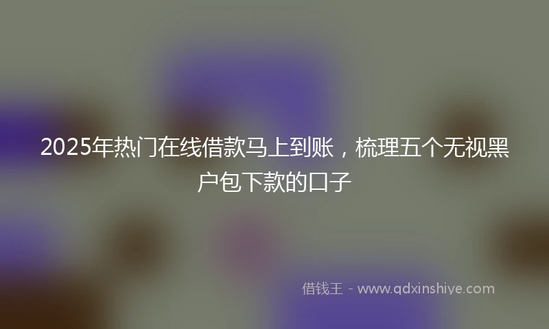 2025年热门在线借款马上到账，梳理五个无视黑户包下款的口子