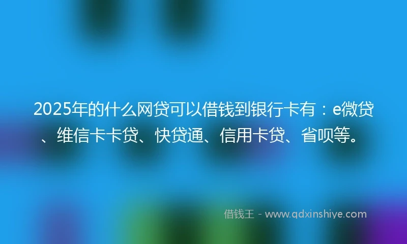 2025年的什么网贷可以借钱到银行卡有：e微贷、维信卡卡贷、快贷通、信用卡贷、省呗等。