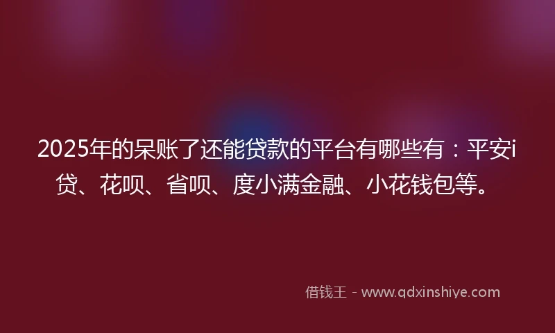2025年的呆账了还能贷款的平台有哪些有：平安i贷、花呗、省呗、度小满金融、小花钱包等。