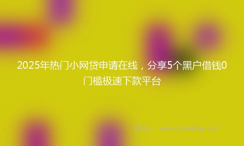 2025年热门小网贷申请在线，分享5个黑户借钱0门槛极速下款平台