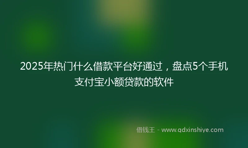 2025年热门什么借款平台好通过，盘点5个手机支付宝小额贷款的软件
