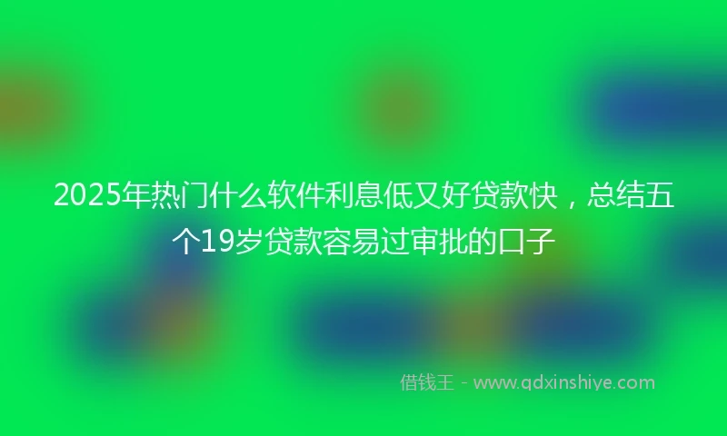 2025年热门什么软件利息低又好贷款快，总结五个19岁贷款容易过审批的口子