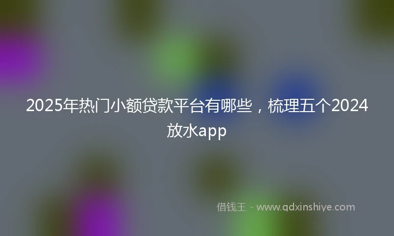 2025年热门小额贷款平台有哪些，梳理五个2024放水app