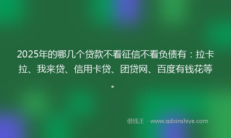 2025年的哪几个贷款不看征信不看负债有：拉卡拉、我来贷、信用卡贷、团贷网、百度有钱花等。